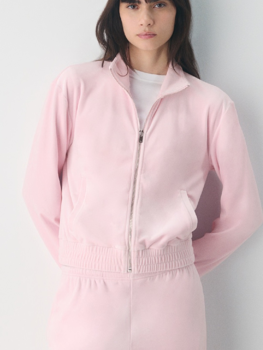 TNA Aritzia Alexa Velour Zip-Up Sweater Villa Pink Size Small – Excellent